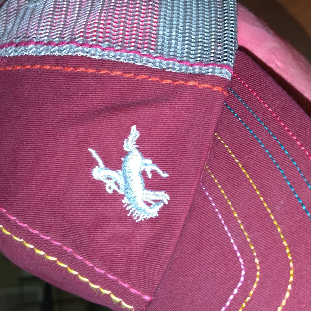 Catchfly Rodeo Embroidered Trucker Mesh Strap-on Distressed Hat Cap - Picture 3 of 11